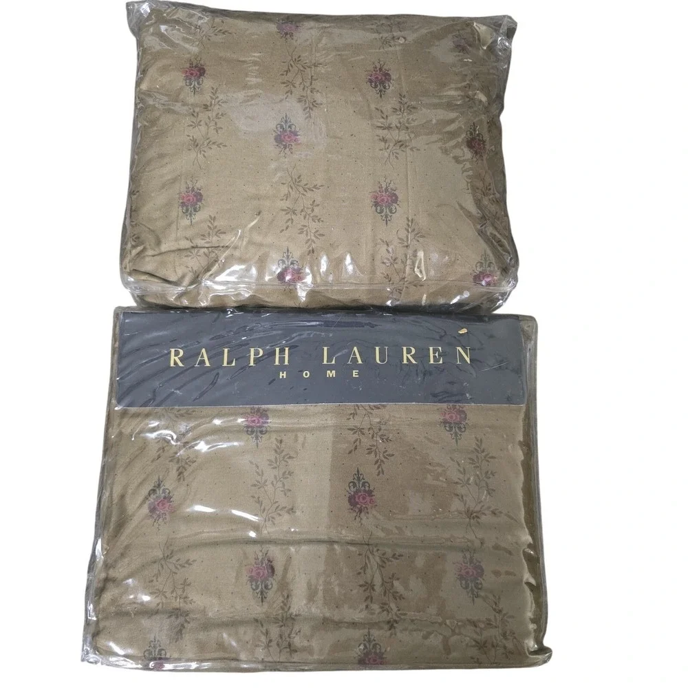 Ralph Lauren FORMAL GARDEN Brown Floral Sheet Set- Full 1 Pillowcase